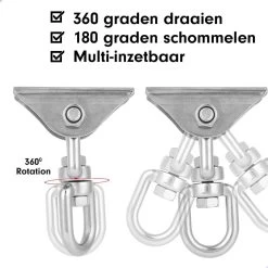 Luxe Ophangsysteem - 180° Schommelen, 360° Roteerbaar - Plafondhaak - Ophanghaak - Hangstoel Buiten - Hangstoel Binnen – Schommelstoel - Schommel - Bokszakken - RVS - Nederlandse Handleiding - -Tuinmeubel Verkoop 1200x1200 19