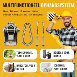 Itstrong® Plafondhaak Ophangsysteem Voor Binnen & Buiten – Ophanghaak Voor Bokszak – Schommel – Schommelstoel – Hangstoel - RVS -Tuinmeubel Verkoop 1200x1200 193