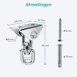 AVINT GOODS RVS Ophangsysteem Plafondhaak Bokszak – Schroefhaak & Ophanghaak Hangstoel – Muurhaak Binnen & Buiten - 550KG -Tuinmeubel Verkoop 1200x1200 200