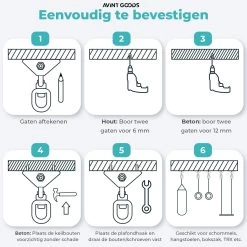 AVINT GOODS RVS Ophangsysteem Plafondhaak Bokszak – Schroefhaak & Ophanghaak Hangstoel – Muurhaak Binnen & Buiten - 550KG -Tuinmeubel Verkoop 1200x1200 201