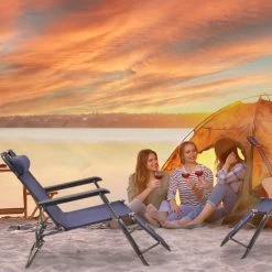 Relaxdays Ligstoel Inklapbaar - Ligbed Met Hoofdsteun - Strandstoel Verstelbaar - Camping - Donkerblauwe -Tuinmeubel Verkoop 1200x1200 278