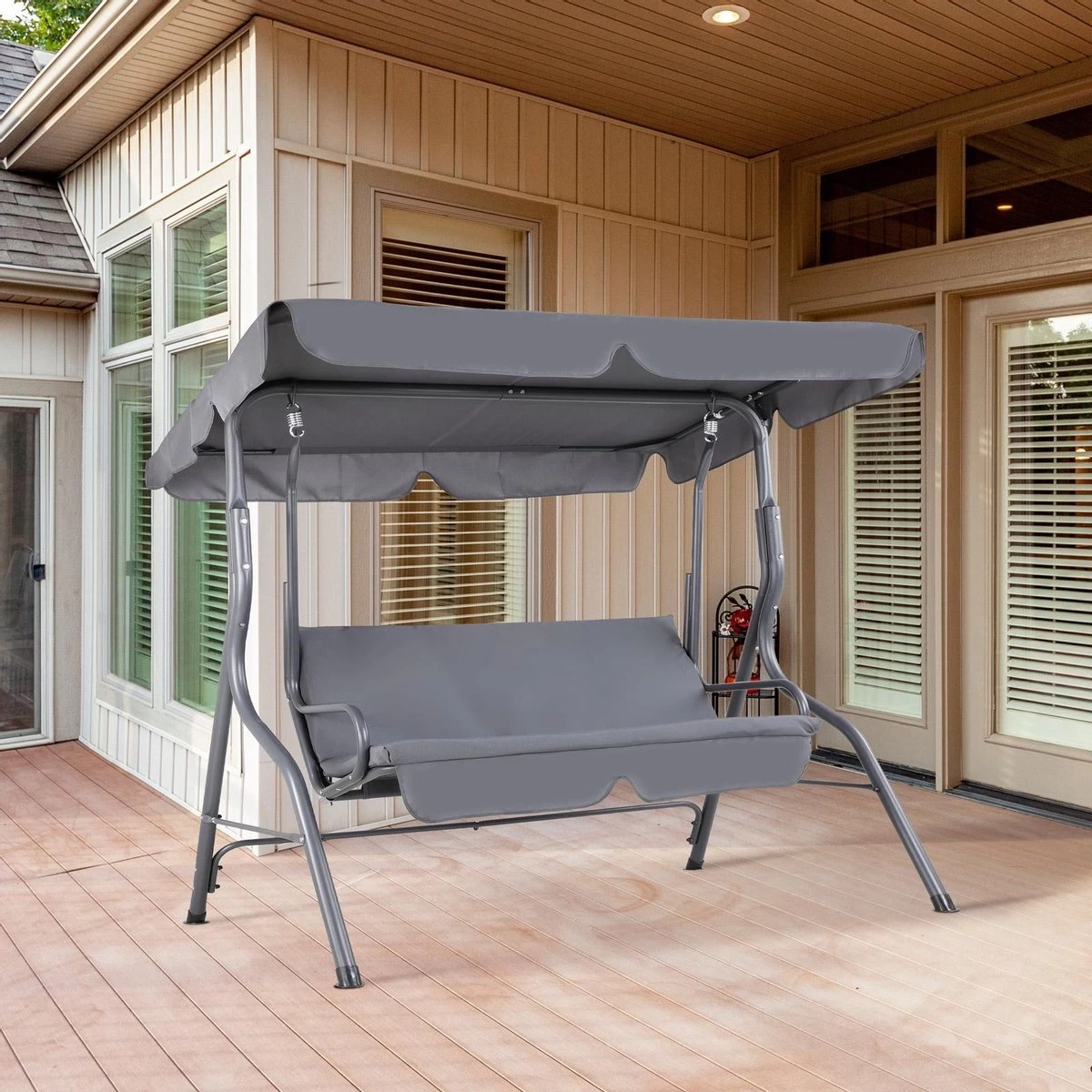 Merkloos Casaria Hollywood Schommel - Antraciet - Incl. Zonnekap 8 Merkloos Casaria Hollywood Schommel - Antraciet - Incl. Zonnekap - Afbeelding 6