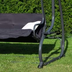 Springos Schommelbank | Linda-Schommel | 3-zits | Waterafstotend | Inclusief 2 Kussens | Verstelbare Luifel | 162 X 200 X 120 Cm | Zwart -Tuinmeubel Verkoop 1200x1200 364