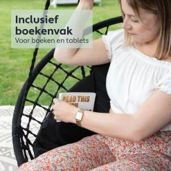 Vita5 Macramé Hangstoel - Voor Binnen En Buiten - Zonder Standaard - Incl. Kussen, Boekenvak En Beschermhoes - Tot 150kg - Zwart -Tuinmeubel Verkoop 1200x1200 37