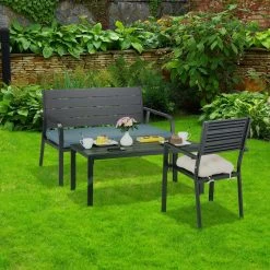 Relaxdays Tuinbank Met Kussen - 2 Zits Buitenbank Metaal - Balkonbank Kunststof - Voortuin -Tuinmeubel Verkoop 1200x1200 371