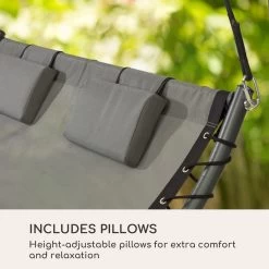 Blumfeldt Palermo Schommelbank - Hollywoodschommel 130 X 207 Cm - Ligbed Met Dak - Schommelstoel Voor 2 Personen - Tuinbank Inclusief Nekkussens - Stalen Frame En Polyester Dak - Grijs -Tuinmeubel Verkoop 1200x1200 374