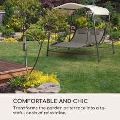 Blumfeldt Palermo Schommelbank - Hollywoodschommel 130 X 207 Cm - Ligbed Met Dak - Schommelstoel Voor 2 Personen - Tuinbank Inclusief Nekkussens - Stalen Frame En Polyester Dak - Grijs -Tuinmeubel Verkoop 1200x1200 376