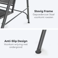 LifeGoods Schommelbank - 3-zits - Tot 250KG - Kantelbaar Dak - UV-bestendig Zonnescherm - 172x104x162cm - Grijs -Tuinmeubel Verkoop 1200x1200 403