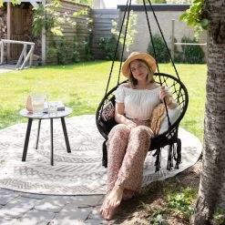 Vita5 Macramé Hangstoel - Voor Binnen En Buiten - Zonder Standaard - Incl. Kussen, Boekenvak En Beschermhoes - Tot 150kg - Zwart -Tuinmeubel Verkoop 1200x1200 42