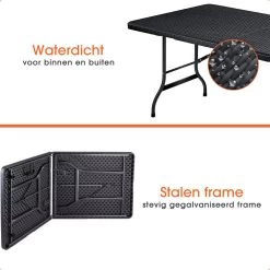 Lenx Klaptafel - Inklapbare Tafel - Opvouwbare Tuintafel - Vouwtafel - Inclusief Handvat En 2 Tafelkleden - 180x75x74cm - 6 Tot 8 Personen -Tuinmeubel Verkoop 1200x1200 485