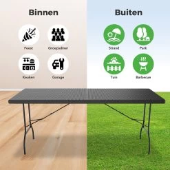 LifeGoods Klaptafel - Inklapbaar - 180 Cm - 6 Tot 8 Personen - Zwart -Tuinmeubel Verkoop 1200x1200 498