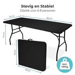 LifeGoods Klaptafel - Inklapbaar - 70x180cm - Verstelbare Vouwtafel - Weerbestendig - Zwart -Tuinmeubel Verkoop 1200x1200 515