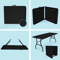 LifeGoods Klaptafel - Inklapbaar - 70x180cm - Verstelbare Vouwtafel - Weerbestendig - Zwart -Tuinmeubel Verkoop 1200x1200 518