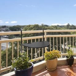 Relaxdays Balkontafel Inklapbaar, Balkon Tafel Rotan, Hangtafel Reling - Zwart -Tuinmeubel Verkoop 1200x1200 530