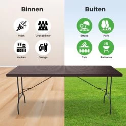 LifeGoods Klaptafel - Inklapbaar - 180 Cm - 6 Tot 8 Personen - Bruin -Tuinmeubel Verkoop 1200x1200 589