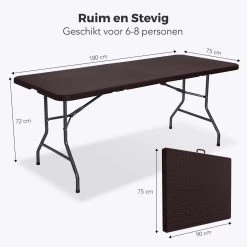 LifeGoods Klaptafel - Inklapbaar - 180 Cm - 6 Tot 8 Personen - Bruin -Tuinmeubel Verkoop 1200x1200 590