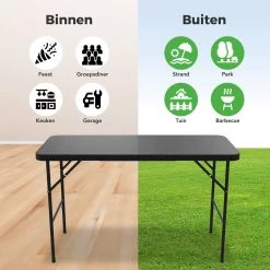 LifeGoods Klaptafel - Inklapbaar - 120 Cm - 4 Personen - Zwart -Tuinmeubel Verkoop 1200x1200 598