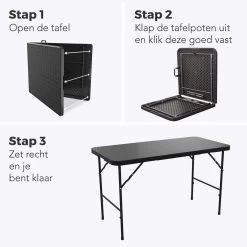 LifeGoods Klaptafel - Inklapbaar - 120 Cm - 4 Personen - Zwart -Tuinmeubel Verkoop 1200x1200 601