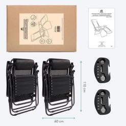 LifeGoods Opvouwbare Tuinstoelen - Verstelbaar Zonnescherm - 2 Stuks - 30°-90° Verstelbaar - Metaal - Zwart 23 LifeGoods Opvouwbare Tuinstoelen - Verstelbaar Zonnescherm - 2 Stuks - 30°-90° Verstelbaar - Metaal - Zwart -Tuinmeubel Verkoop 1200x1200 62