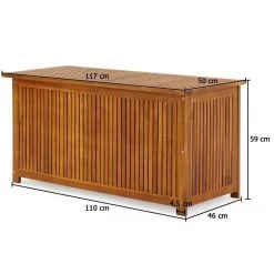 Casaria Opbergbox Acacia Hout – Weerbestendig 115cm - Bruin -Tuinmeubel Verkoop 1200x1200 640