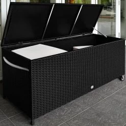 Casaria Wicker Opbergbox - Waterdicht 121,5cm Met Wielen - Grijs -Tuinmeubel Verkoop 1200x1200 667