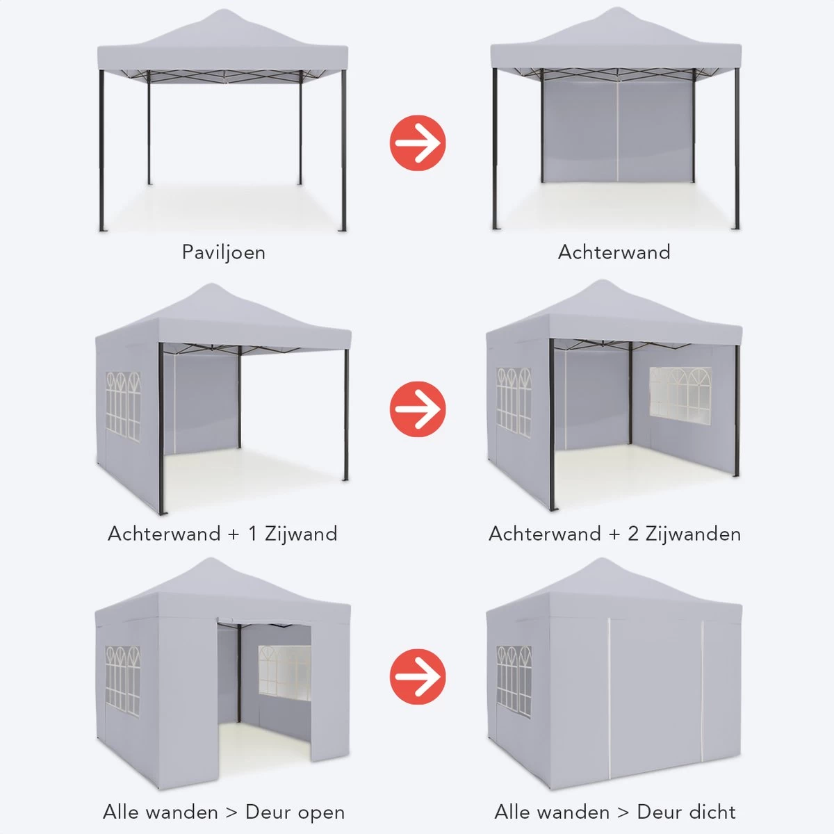 LifeGoods Partytent - 3x3 M - Zijwanden - Easy Up - Opvouwbaar - Waterdicht - Draagtas Met Wieltjes - Donkergrijs 4 LifeGoods Partytent - 3x3 M - Zijwanden - Easy Up - Opvouwbaar - Waterdicht - Draagtas Met Wieltjes - Donkergrijs - Afbeelding 2