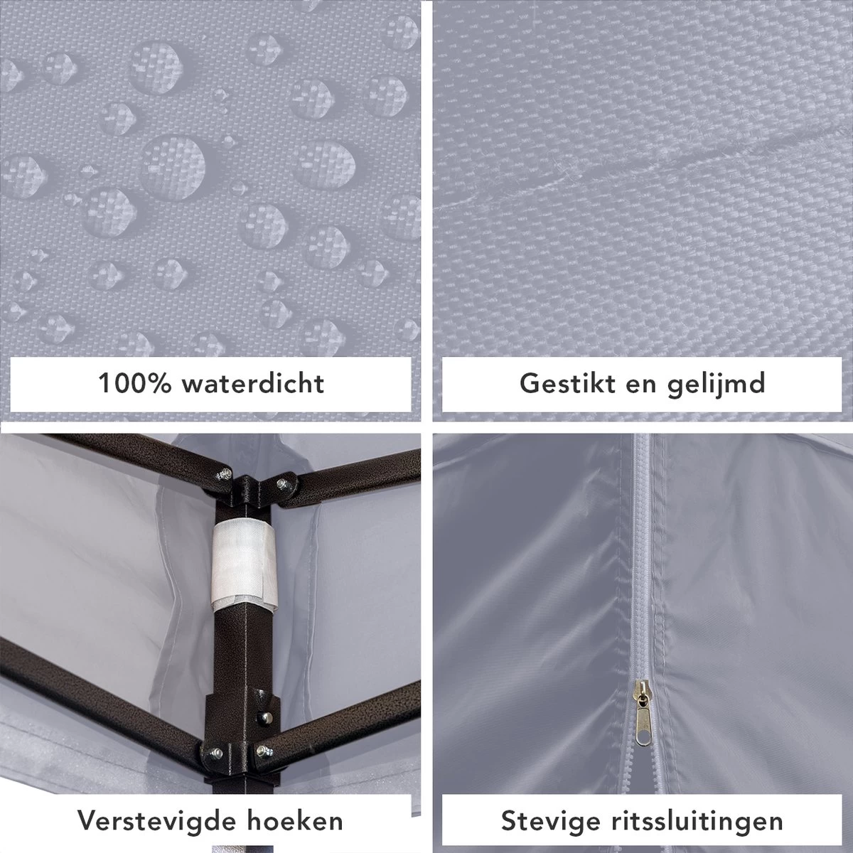 LifeGoods Partytent - 3x3 M - Zijwanden - Easy Up - Opvouwbaar - Waterdicht - Draagtas Met Wieltjes - Donkergrijs 11 LifeGoods Partytent - 3x3 M - Zijwanden - Easy Up - Opvouwbaar - Waterdicht - Draagtas Met Wieltjes - Donkergrijs - Afbeelding 9