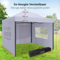 LifeGoods Partytent - 3x3 M - Zijwanden - Easy Up - Opvouwbaar - Waterdicht - Draagtas Met Wieltjes - Donkergrijs 25 LifeGoods Partytent - 3x3 M - Zijwanden - Easy Up - Opvouwbaar - Waterdicht - Draagtas Met Wieltjes - Donkergrijs -Tuinmeubel Verkoop 1200x1200 702