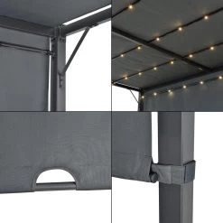 Pergola Fortaleza Tuinpaviljoen Met LED Verlichting 3x3 M Donkergrijs -Tuinmeubel Verkoop 1200x1200 705