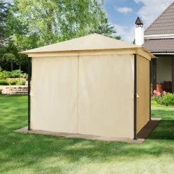 Tuinpaviljoen 3x3 M Waterdicht Paviljoen Met 4 Zijwanden Tuintent Ca. 180 G/m² Dakzeil In Crème Partytent -Tuinmeubel Verkoop 1200x1200 740