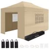 LifeGoods Partytent - 3x4.5 M - Zijwanden - Easy Up - Opvouwbaar - Waterdicht - Draagtas Met Wieltjes - Beige