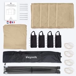 LifeGoods Partytent - 3x4.5 M - Zijwanden - Easy Up - Opvouwbaar - Waterdicht - Draagtas Met Wieltjes - Beige 15 LifeGoods Partytent - 3x4.5 M - Zijwanden - Easy Up - Opvouwbaar - Waterdicht - Draagtas Met Wieltjes - Beige -Tuinmeubel Verkoop 1200x1200 747