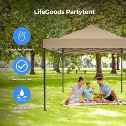 LifeGoods Partytent - 3x4.5 M - Zijwanden - Easy Up - Opvouwbaar - Waterdicht - Draagtas Met Wieltjes - Beige 19 LifeGoods Partytent - 3x4.5 M - Zijwanden - Easy Up - Opvouwbaar - Waterdicht - Draagtas Met Wieltjes - Beige -Tuinmeubel Verkoop 1200x1200 751