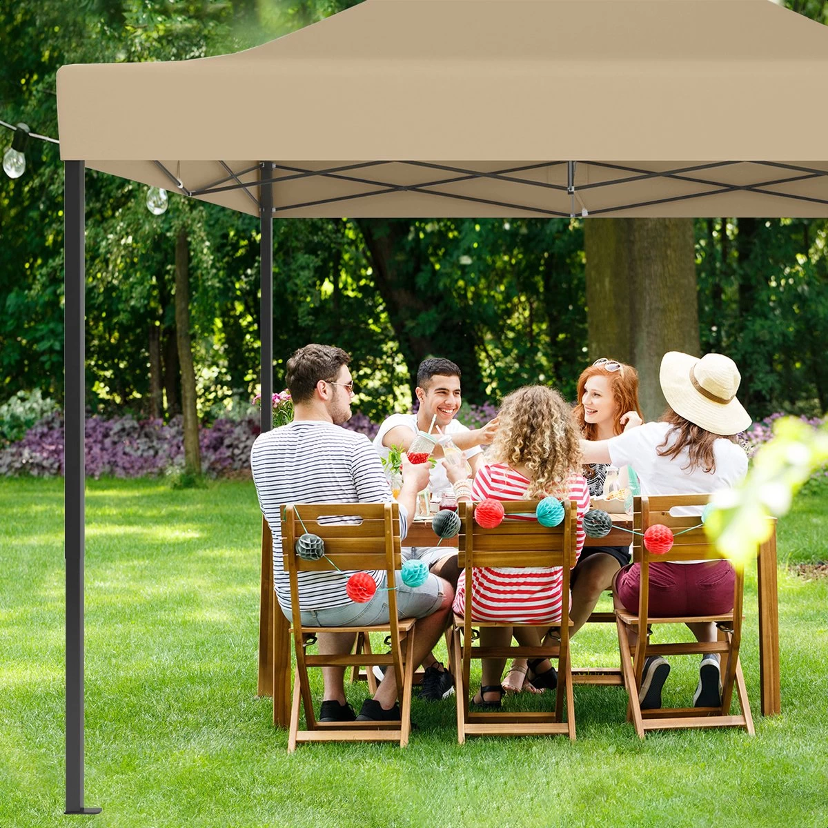 LifeGoods Partytent - 3x4.5 M - Zijwanden - Easy Up - Opvouwbaar - Waterdicht - Draagtas Met Wieltjes - Beige 12 LifeGoods Partytent - 3x4.5 M - Zijwanden - Easy Up - Opvouwbaar - Waterdicht - Draagtas Met Wieltjes - Beige - Afbeelding 10