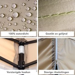 LifeGoods Partytent - 3x3 M - Zijwanden - Easy Up - Opvouwbaar - Waterdicht - Draagtas Met Wieltjes - Beige -Tuinmeubel Verkoop 1200x1200 768