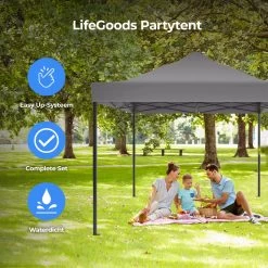LifeGoods Partytent - 3x4.5 M - Zijwanden - Easy Up - Opvouwbaar - Waterdicht - Draagtas Met Wieltjes - Donkergrijs 16 LifeGoods Partytent - 3x4.5 M - Zijwanden - Easy Up - Opvouwbaar - Waterdicht - Draagtas Met Wieltjes - Donkergrijs -Tuinmeubel Verkoop 1200x1200 803