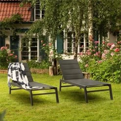Blumfeldt Renazzo Lounge Ligstoel - Ligbed Voor De Tuin - Aluminium Tuinstoel - 6 Standen - Waterafstotend - Bekleding Van 70 % Pvc En 30 % Polyetheen - Zwart -Tuinmeubel Verkoop 1200x1200 81