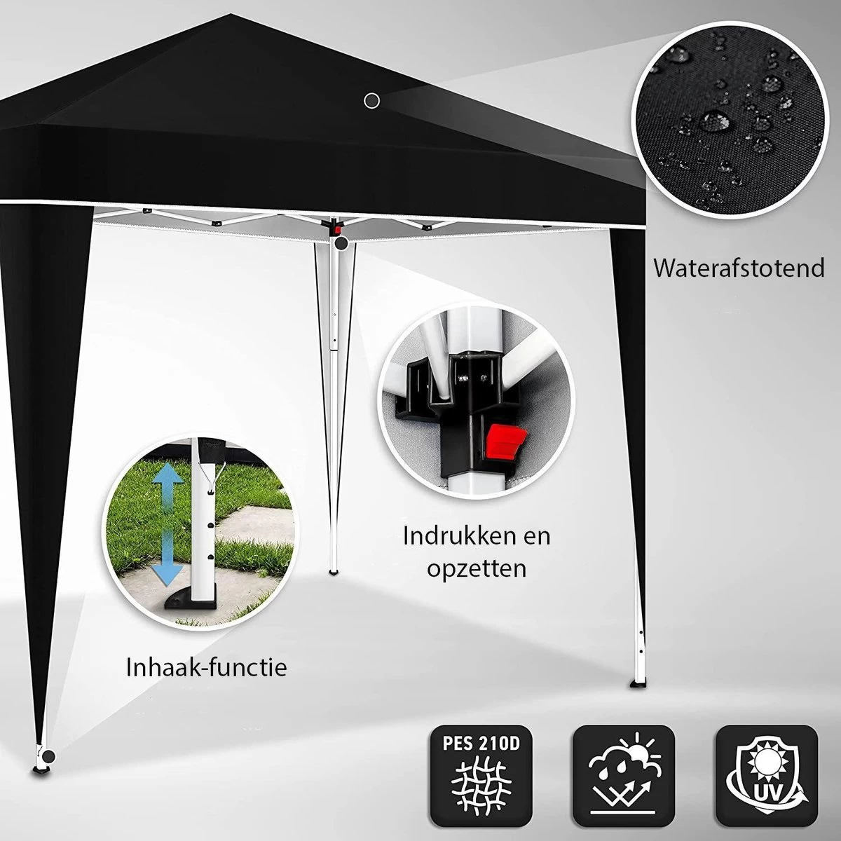 Sens Design Partytent Opvouwbaar - 3 X 3m - Zwart 4 Sens Design Partytent Opvouwbaar - 3 X 3m - Zwart - Afbeelding 2
