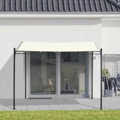 Outsunny Pergola Partytent Paviljoen Overkapping Tent Metaal Crème 297x297 Cm 84C-038 -Tuinmeubel Verkoop 1200x1200 850