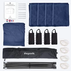 LifeGoods Partytent - 3x4.5 M - Zijwanden - Easy Up - Opvouwbaar - Waterdicht - Draagtas Met Wieltjes - Donkerblauw 21 LifeGoods Partytent - 3x4.5 M - Zijwanden - Easy Up - Opvouwbaar - Waterdicht - Draagtas Met Wieltjes - Donkerblauw -Tuinmeubel Verkoop 1200x1200 879