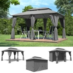 El Jardin - Partytent - 4x3 - Waterdicht Dak - Wanden - Solar - Antraciet Paviljoen -Tuinmeubel Verkoop 1200x1200 892