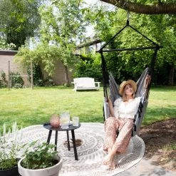 Vita5 XXL Hangstoel | Binnen&Buiten Hangnest | Incl. 2 Kussens En Boekenvak | Volwassenen&Kinderen | Hangmatstoel Tot 225kg | Grijs -Tuinmeubel Verkoop 1200x1200 93