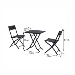Merkloos 3-delige Bistroset Poly Rattan - Inklapbaar - Balkon Tuinmeubelset - Zwart -Tuinmeubel Verkoop 1200x1200 972