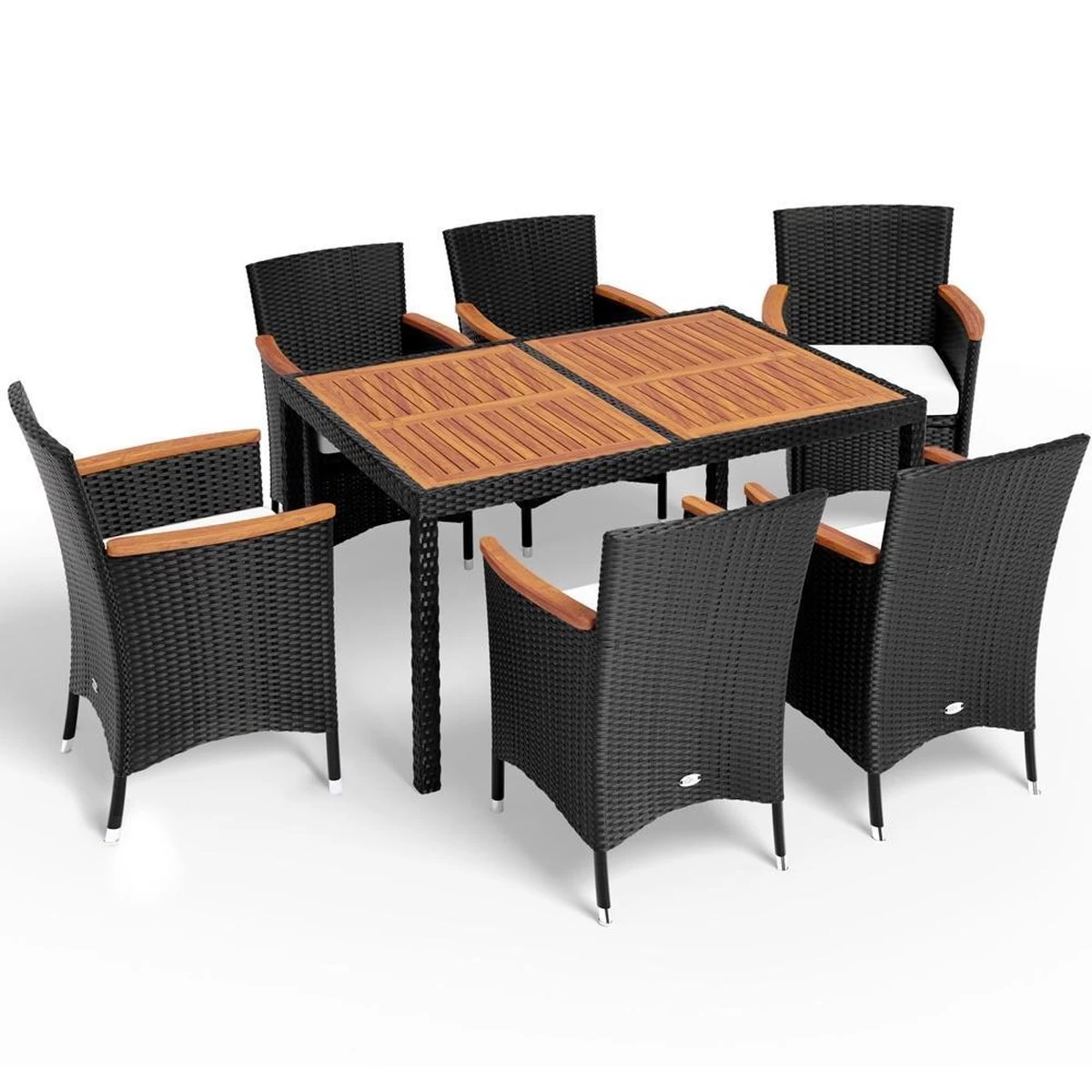Deuba Polyrattan Tuinset Verona - 6 Stoelen + 1 Tafel Zwart 10 Deuba Polyrattan Tuinset Verona - 6 Stoelen + 1 Tafel Zwart - Afbeelding 8