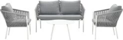 Garden Impressions Fleurie Loungeset 4-delig - Rope - Mat Wit/ Licht Grijs