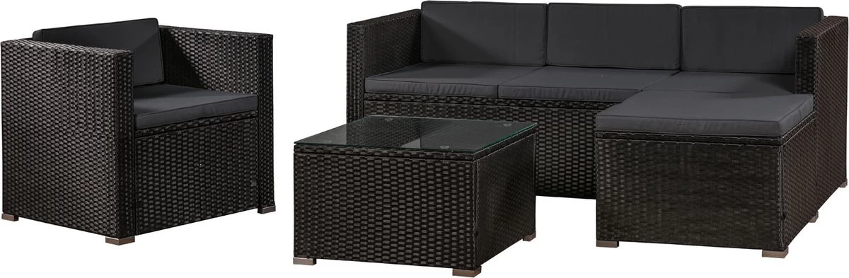 Polyrotan Loungeset Punta Cana L - Zwart 3 Polyrotan Loungeset Punta Cana L - Zwart