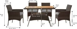 Teamson Home 5-Delig Diningset - Tuinset - Tuinmeubelen - Tafel En 4 Stoelen - Voor Maximaal 4 Personen - Massief Houten Tafelblad - Bruin - 244 X 132 X 84 (cm) -Tuinmeubel Verkoop 1200x460 1