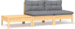 VidaXL 3-delige Loungeset Met Grijze Kussens Massief Grenenhout -Tuinmeubel Verkoop 1200x476 1