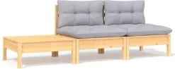 VidaXL 3-delige Loungeset Met Grijze Kussens Massief Grenenhout -Tuinmeubel Verkoop 1200x477 1