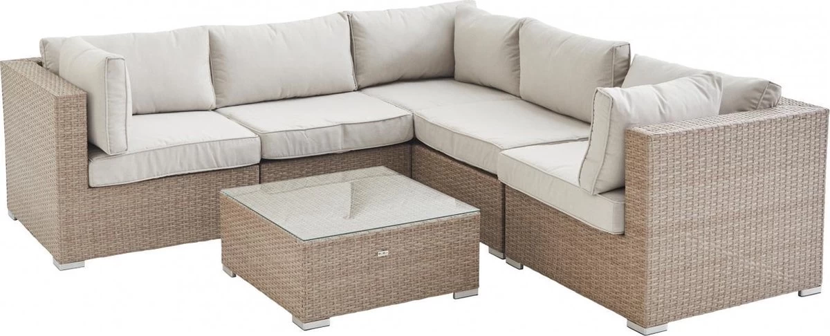 Alice's Garden Loungeset Napoli - 5 Plaatsen - Wicker - 6 Elementen - Beige/Beige 4 Alice's Garden Loungeset Napoli - 5 Plaatsen - Wicker - 6 Elementen - Beige/Beige - Afbeelding 2